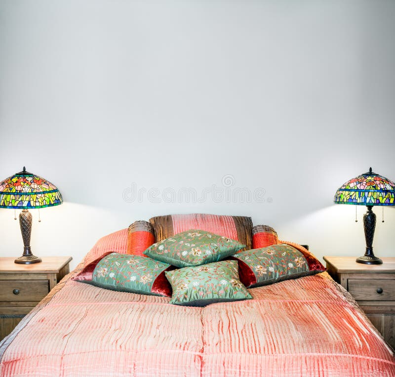 Beautiful Bedroom Interior detail with blank wall for your text, image or logo