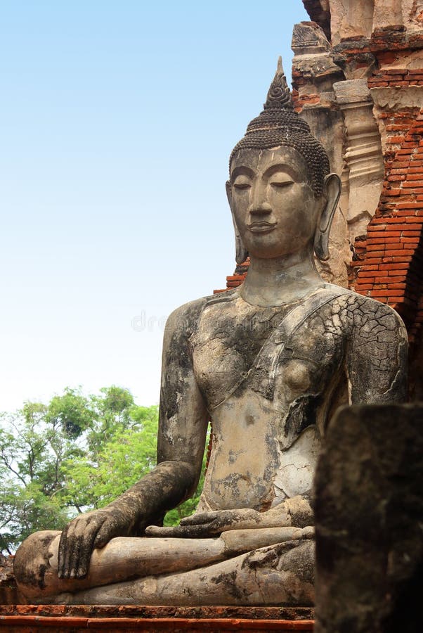 Beautiful Big Buddha sculpture in the ruins of the historic temple Wat Phra Sri Sanphet. Ayutthaya, Thailand. stock image Beautiful Big Buddha sculpture in the ruins of the historic temple Wat Phra Sri Sanphet. Ayutthaya, Thailand. stock image