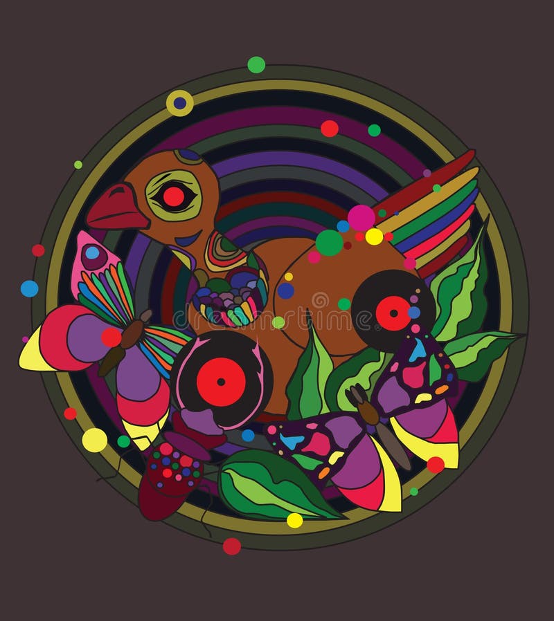 Beautiful bird and insects vector illustration