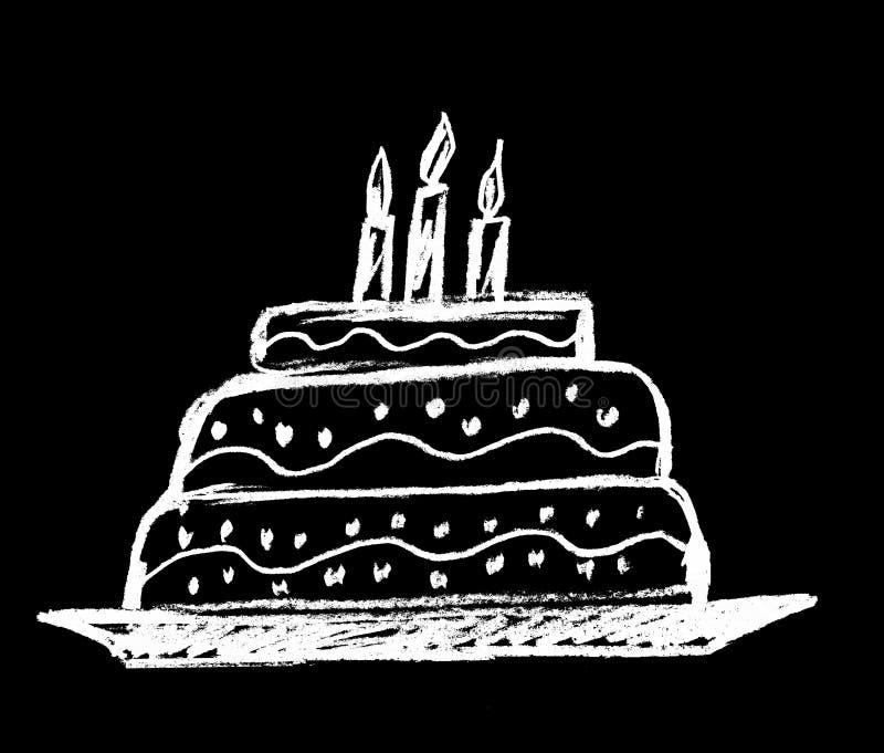 Beautiful Birthday Cake with White Candles on a Black Background Stock  Illustration - Illustration of design, background: 255195362