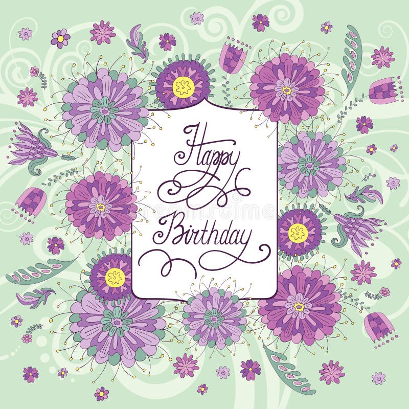 Beautiful birthday card with flowers