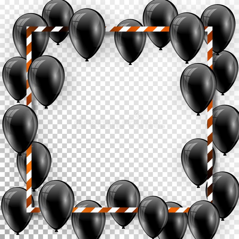 Beautiful black balloons randomly flying over white frame. Party elegant vector background with space for text. Vector white frame vector illustration Beautiful black balloons randomly flying over white frame. Party elegant vector background with space for text. Vector white frame vector illustration