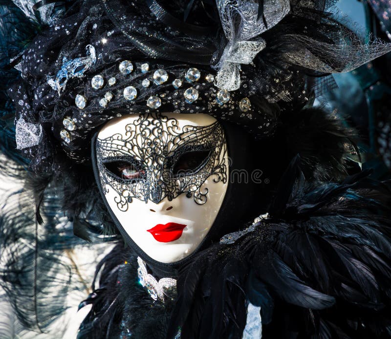 Beautiful Black Mask and Costume at the Venice Carnival Stock Image ...