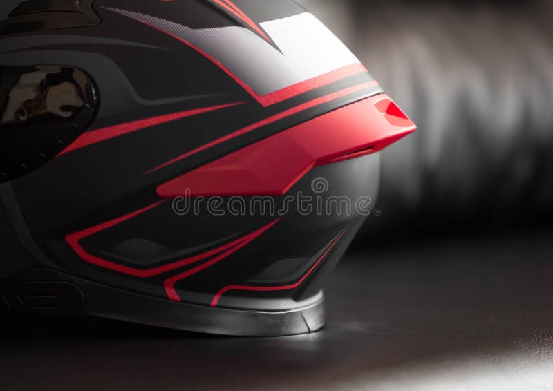 Rider Red Sport Motorcycle Helmet Black Visor Stock Photos Free