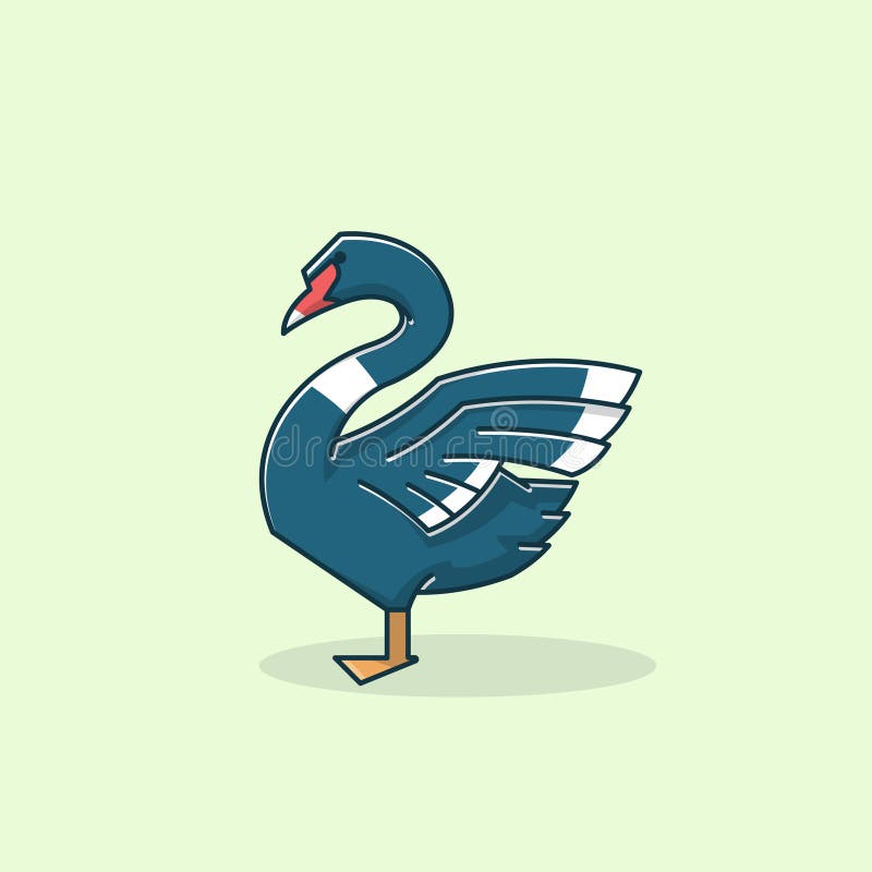 beautiful black swan goose duck standing wings vector cartoon 239058815