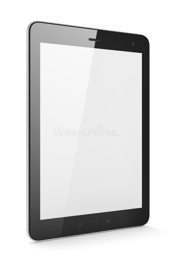 Beautiful black tablet pc on white background stock illustration