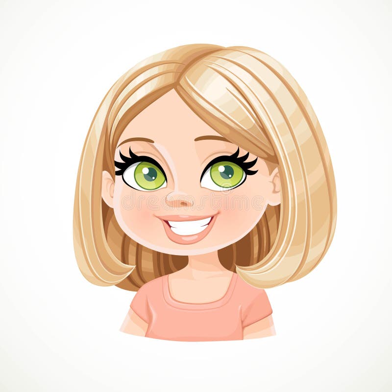 Beautiful blond girl with short bob haircut portrait vector illustration.