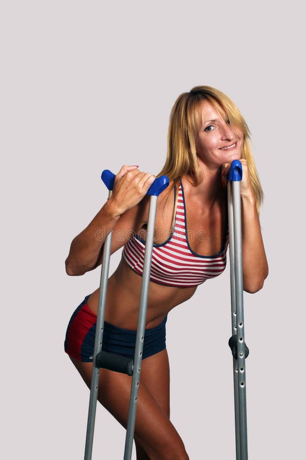 Beautiful Blonde Athlete on Crutches (2)