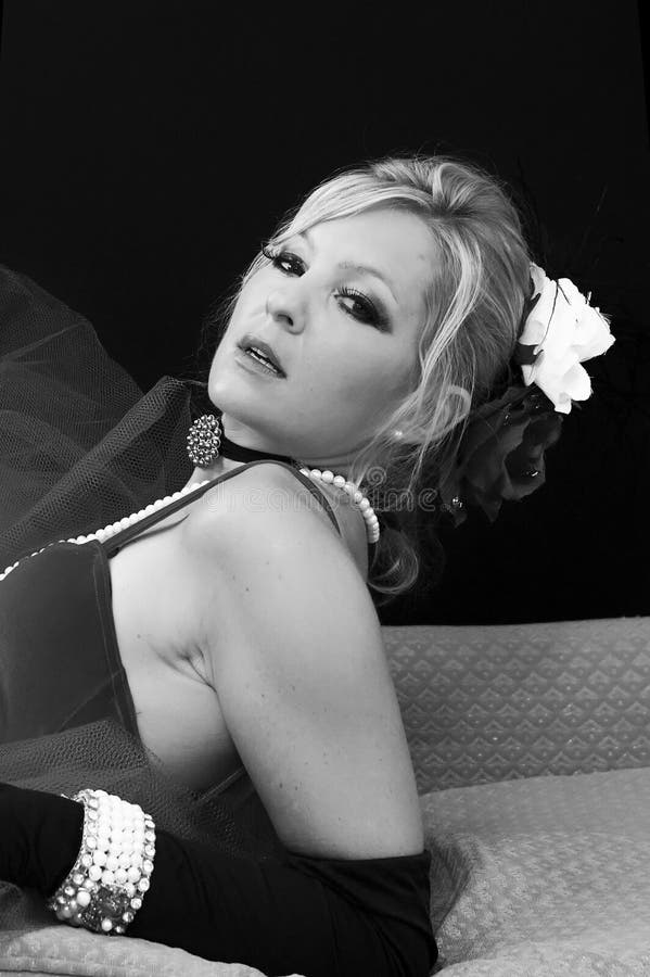 Beautiful blonde in black and white stock image Beautiful blonde in black and white stock image