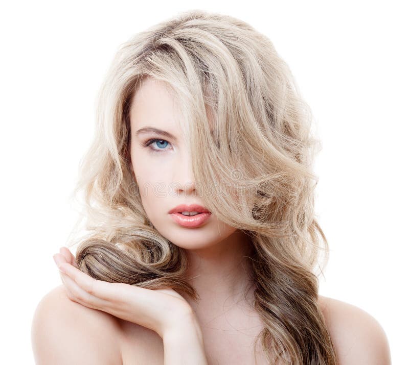Beautiful Blonde Girl. Healthy Long Curly Hair. stock photos Beautiful Blonde Girl. Healthy Long Curly Hair. stock photos