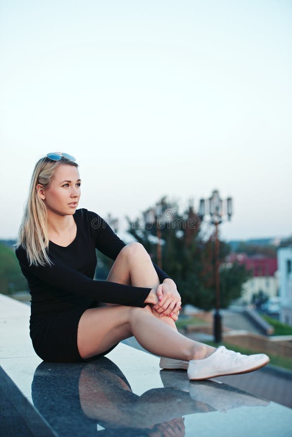 Beautiful Blonde Girl Portrait On The Street Stock Image Image Of