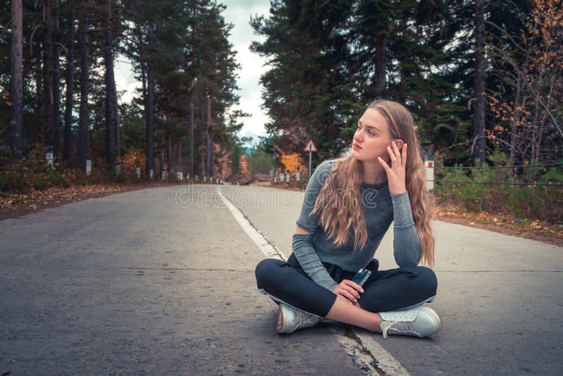 Posing on the road.