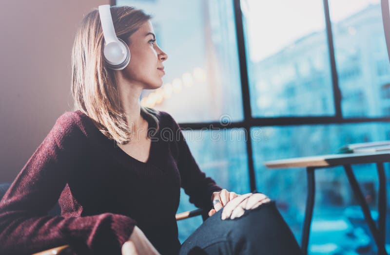 Beautiful Girl Wearing Headphones