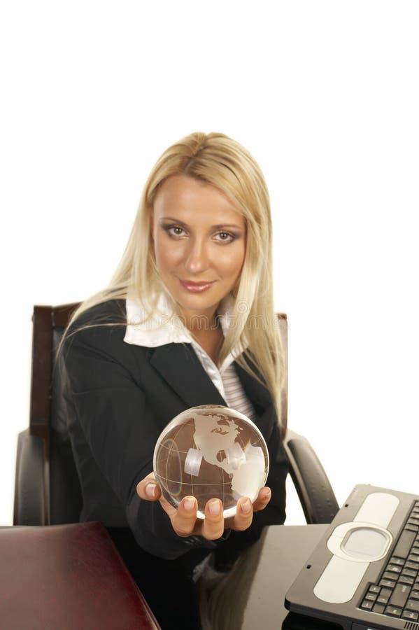 Beautiful Blonde Holding the Globe