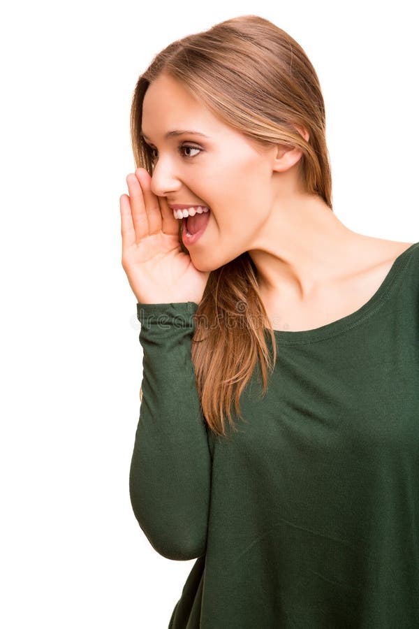 Beautiful Blonde Woman Calling For Someone Stock Photo Image of