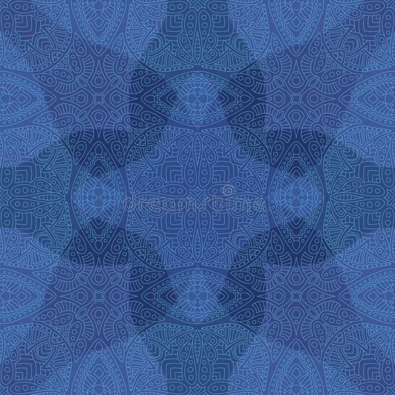 Blue Art with Seamless Linear Abstract Pattern Stock Vector
