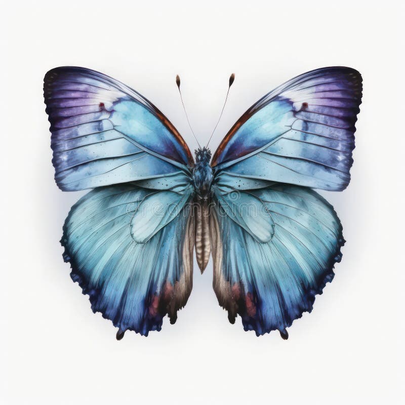 Beautiful Blue Butterfly, Top View. Stock Illustration - Illustration ...