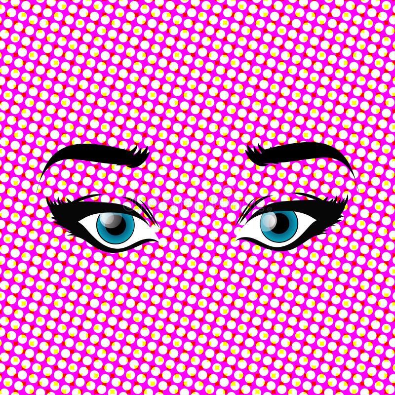 Beautiful blue eyes girl on pink pop art style background stock illustration Beautiful blue eyes girl on pink pop art style background stock illustration