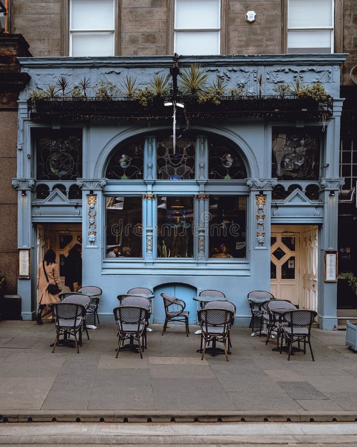 Outdoor Seating at a Cafe in Edinburgh Stock Photo Image of cafe