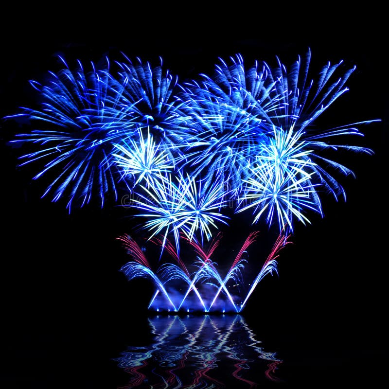 Beautiful Blue Firework In A Night Sky Stock Image Image Of
