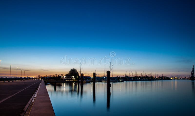 Blue hour in northern Germany royalty free stock image Blue hour in northern Germany royalty free stock image