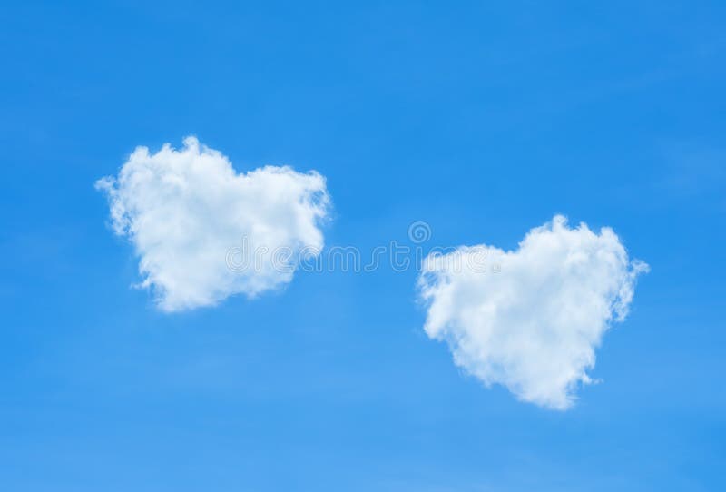 Beautiful Blue Sky and Beautiful Cloud Heart Shape for Wedding B Stock