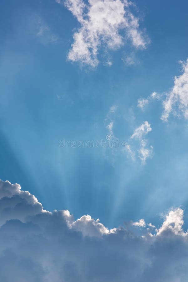 Beautiful Blue Sky and Clouds. Sun Rays Stock Photo - Image of horizon ...
