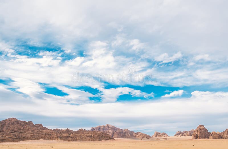Beautiful Blue Sky in Jordanian Desert in Wadi Rum Stock Image Image
