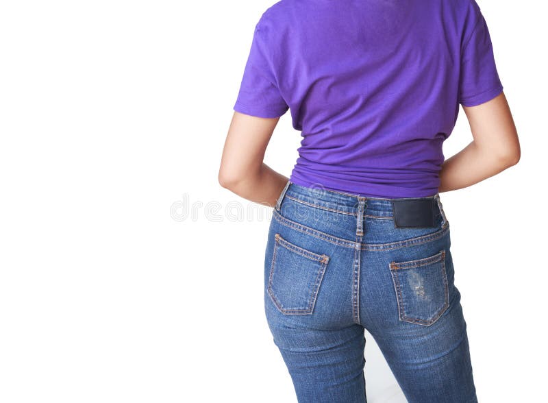 Aged Woman Lilac Shirt Blue Jeans Stock Photo 1432943888 | Shutterstock