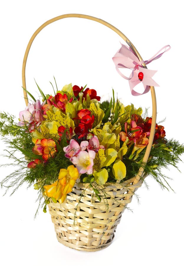 Beautiful Bouquet of Bright Flowers in Basket Stock Image Image of close, chamomile 39705363
