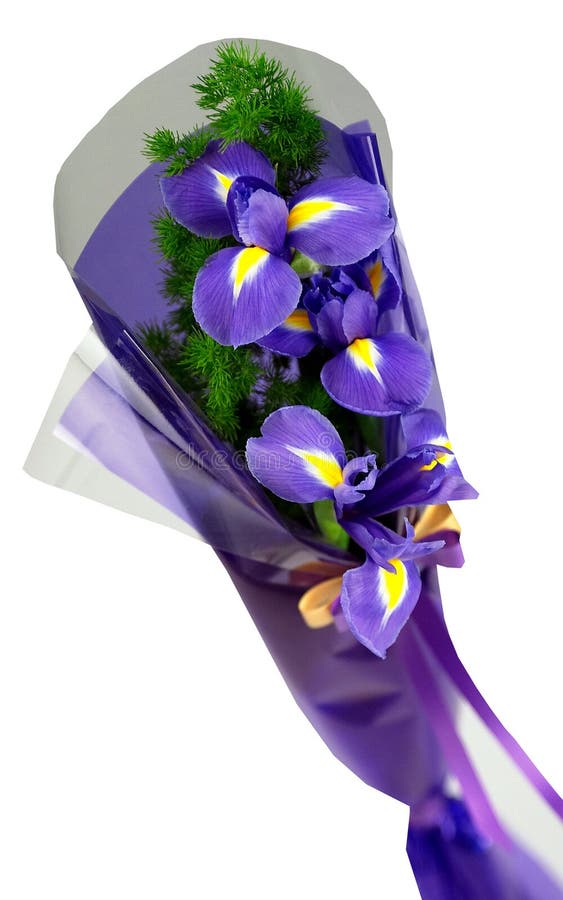 Details of beautiful bouquet of purple flowers, isolated on white background. Details of beautiful bouquet of purple flowers, isolated on white background.