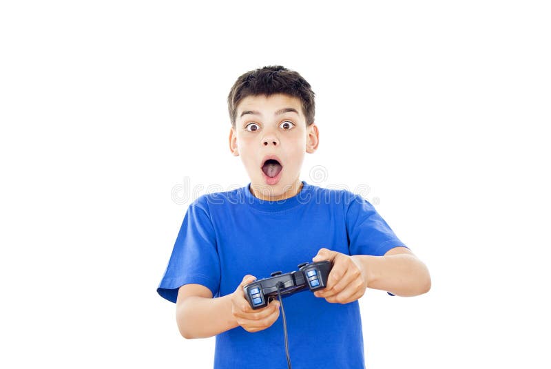 Beautiful boy playing computer games