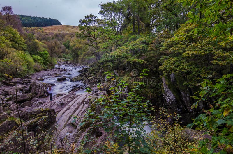 Beautiful Braklynn waterfall in Scotland stock images