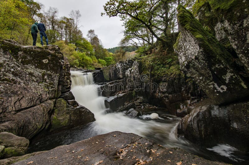 Beautiful Braklynn waterfall in Scotland stock photography