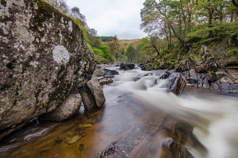Beautiful Braklynn waterfall in Scotland royalty free stock photos
