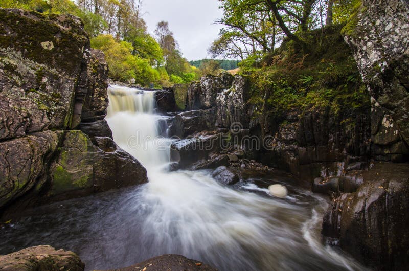 Beautiful Braklynn waterfall in Scotland royalty free stock photo