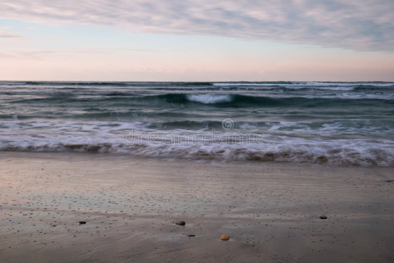 Beautiful Breaking Waves on Sandy Beach on Atlantic Ocean, Basque ...