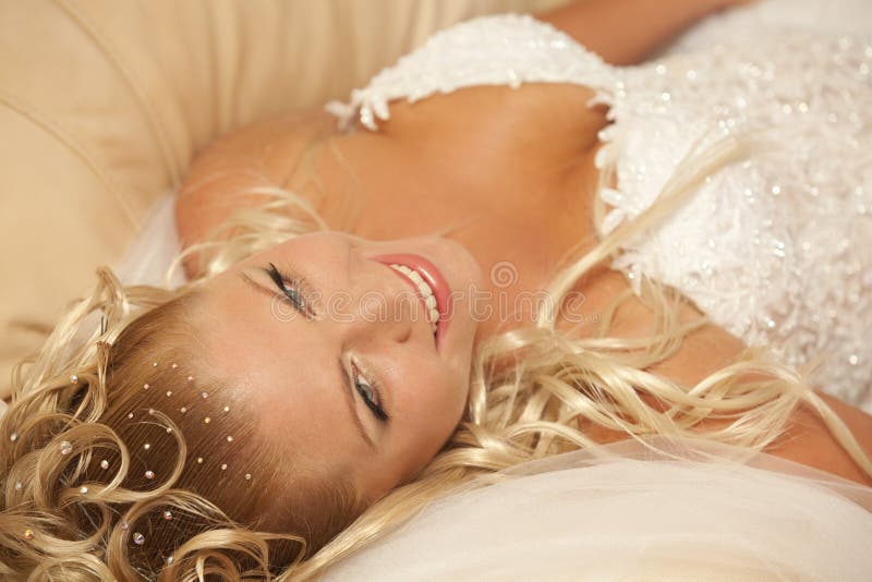 Beautiful bride with blond hair