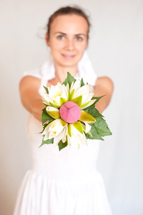 Beautiful Bride Showing Her Bouquet Stock Photo Image of agreement