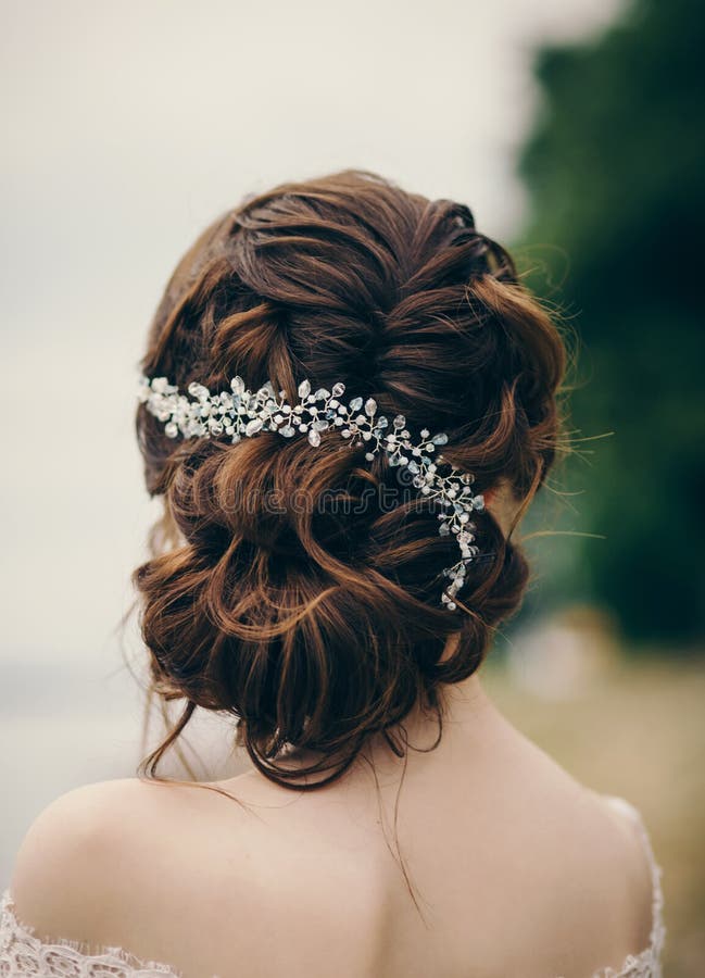 Beautiful bride with wedding hairstyle royalty free stock images Beautiful bride with wedding hairstyle royalty free stock images