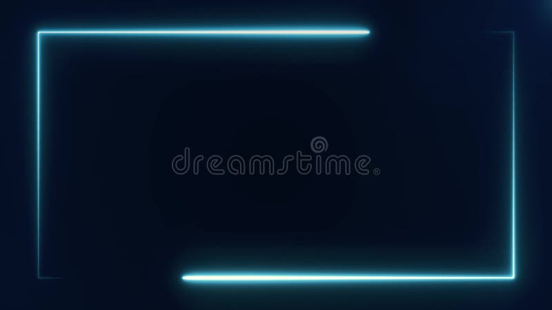 Beautiful Bright Blue Light Neon Frame on Black Background ...