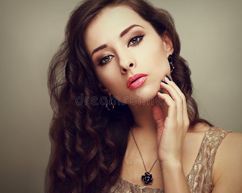 Makeup Female Model With Black Short Hair Stock Photo - Image of ...