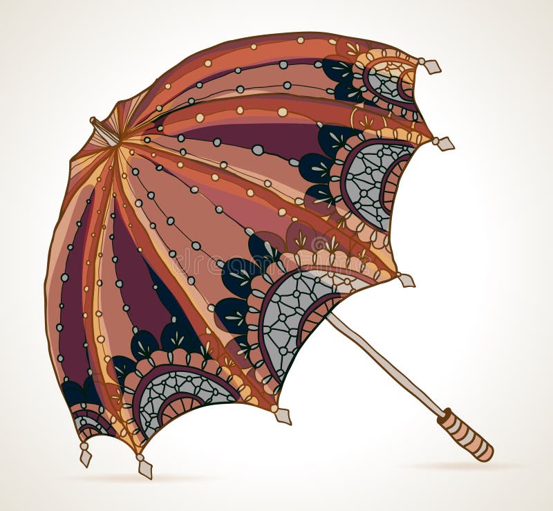 Beautiful brown umbrella stock illustration. Illustration of elegance