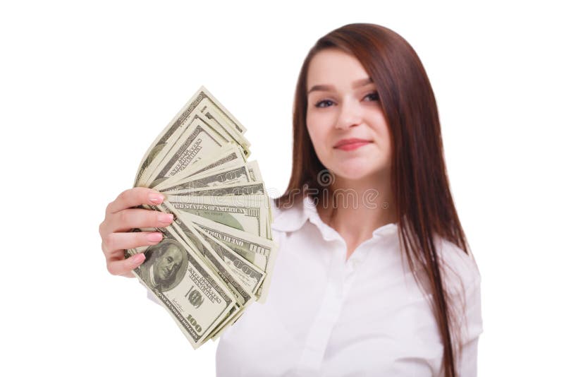 Женщина показывает за деньги