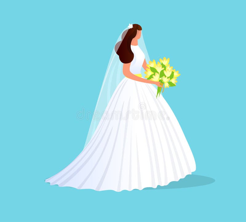 Beautiful Brunette Bride in White Wedding Dress. stock illustration Beautiful Brunette Bride in White Wedding Dress. stock illustration