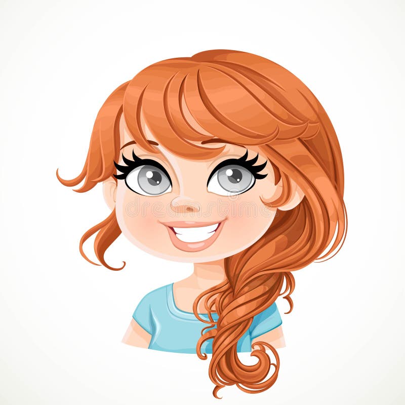 Profile of beautiful cartoon brunette girl with big brown eyes. Side view  of cute valentines girl