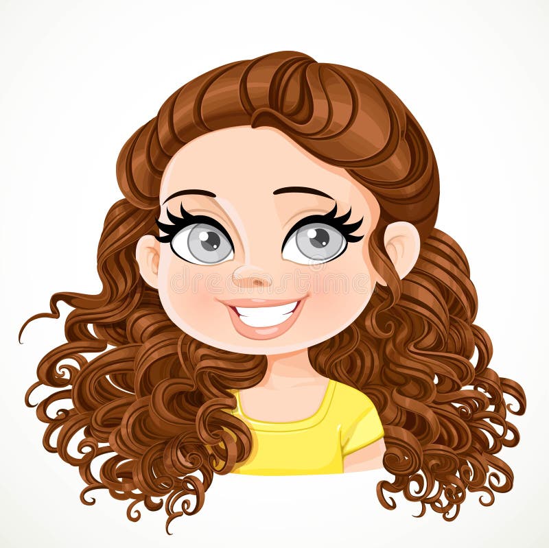 Little cute girl curly hair cartoon isolated icon Vector Image