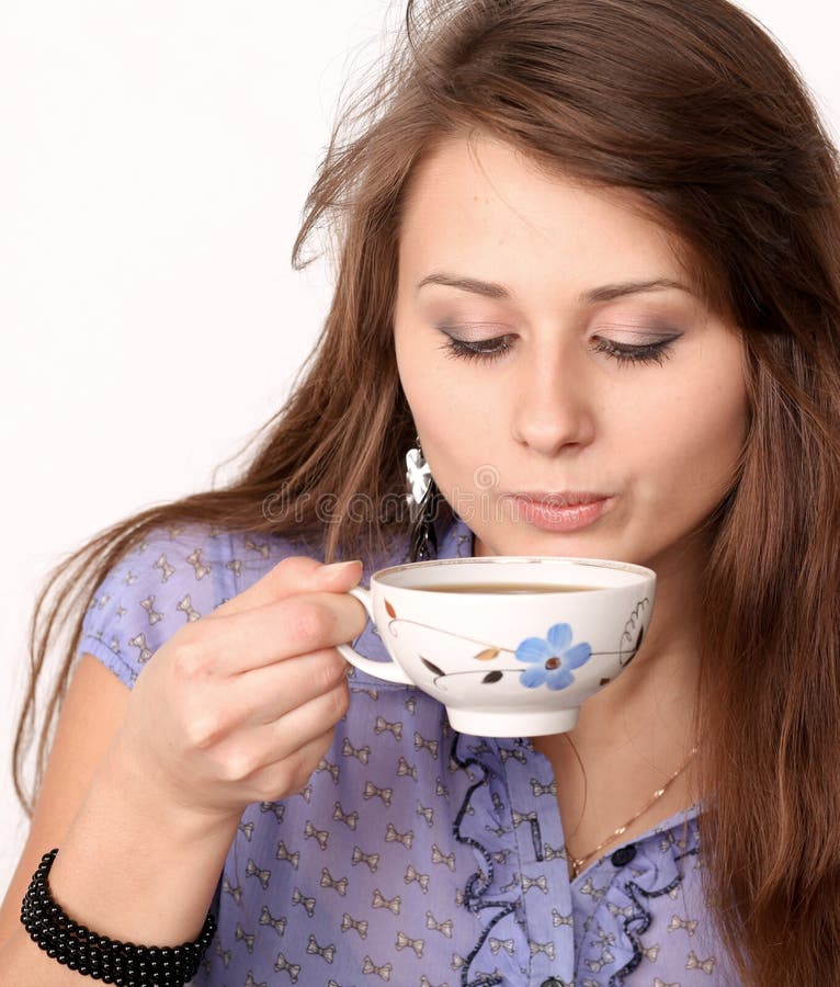 Beautiful Brunette Lady Drinking Coffee Stock Photo - Image: 20807560