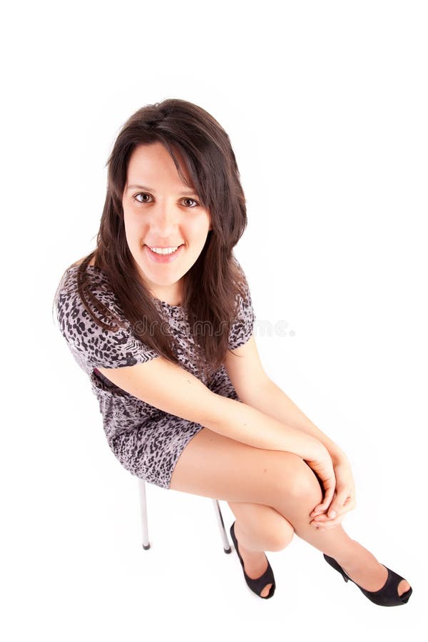 Beautiful Brunette Sitting On A Chair Stock Image Image Of Cute