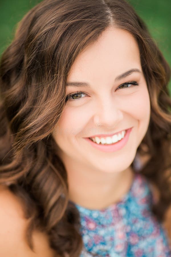 Beautiful Brunette Teen Woman Outside on a Summer Day Stock Image ... image